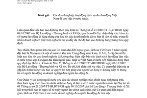 Công văn 936/QLLĐNN-QLLĐ thực hiện việc báo cáo danh sách lao động cho Cơ quan đại diện ngoại giao, lãnh sự Việt Nam ở nước ngoài