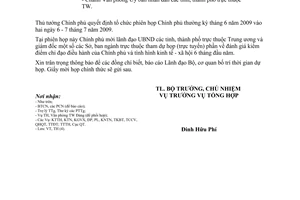 Công văn 4174/VPCP-TH phiên họp Chính phủ tháng 6/2009