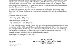 Công văn 278/BXD-TCCB mở lớp đào tạo trung cấp nghề ngoài trường, năm 2009