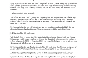 Công văn 8908/BTC-TCHQ thực hiện Thông tư 79/2009/TT-BTC