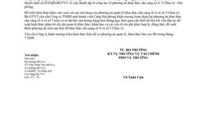 Công văn 4175/BGTVT-TC phương án quản lý khai thác cầu cảng số 4 và số 5 Chùa Vẽ (đôn đốc lần 2)