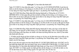 Công văn 5428/STC-HĐTĐBT-BVG giá bán tái định cư bằng căn hộ chung cư An Hòa 4