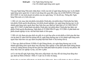 Công văn 4825/NHNN-CNH liên quan đến Công văn 686/NHNN-CNH ngày 04/2/2009