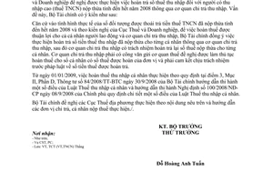 Công văn 9292/BTC-TCT hoàn trả số thuế thu nhập người có thu nhập cao nộp thừa tính đến hết năm 2008 thông qua cơ quan chi trả thu nhập