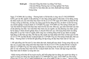 Công văn 2275/LĐTBXH-LĐTL tăng cường các biện pháp triển khai thực hiện Chỉ thị 22-CT/TW