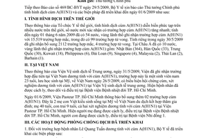 Công văn 478/BC-BYT tình hình dịch cúm A(H1N1) và các biện pháp đã triển khai