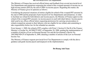 Official Dispatch No. 9292/BTC-TCT on personal income tax refund