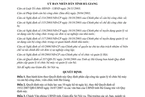 Quyết định 1567/2009/QĐ-UBND phân cấp quản lý cán bộ công chức viên chức Hà Giang