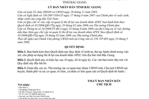 Quyết định 45/2009/QĐ-UBND trình tự, thủ tục