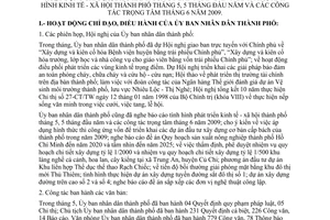 Báo cáo 59/BC-UBND hoạt động chỉ đạo điều hành UBND tình hình kinh tế - xã hội 5 trọng tâm 6/2009