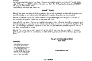 Quyết định 11/2009/QĐ-UBND quy định thủ tục trình tự giải quyết công việc cơ chế một cửa liên thông lĩnh vực lao động, thương binh xã hội