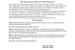 Quyết định 1197/QĐ-UBND mức thu một phần viện phí dịch vụ ở các cơ sở khám, chữa bệnh công lập trên địa bàn tỉnh Vĩnh Long