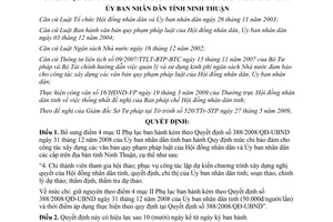 Quyết định 155/2009/QĐ-UBND bổ sung mức chi bảo đảm xây dựng văn bản Ninh Thuận