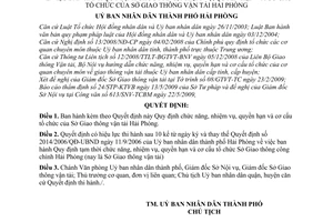 Quyết định 1032/2009/QĐ-UBND ban hành quy định chức năng, nhiệm vụ, quyền hạn cơ cấu tổ chức Sở Giao thông vận tải Hải Phòng