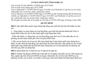 Quyết định 55/2009/QĐ-UBND thẩm quyền công chứng hợp đồng, giao dịch trên địa bàn tỉnh Nghệ An