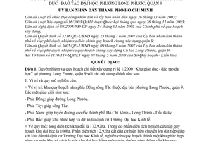 Quyết định 2729/QĐ-UBND duyệt nhiệm vụ quy hoạch chi tiết xây dựng tỷ lệ 1/2000 Khu giáo dục-đào tạo đại học phường Long Phước quận 9