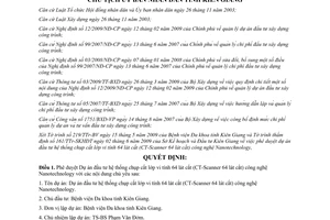 Quyết định 1315/QĐ-UBND năm 2009 đầu tư hệ thống chụp cắt lớp vi tính 64 lớp cắt Kiên Giang