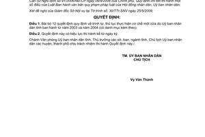 Quyết định 1000/QĐ-UBND 2009 bãi bỏ quyết định trình tự thủ tục cơ chế một cửa