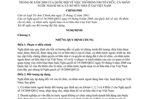 Nghị định 51/2009/NĐ-CP thí điểm cho tổ chức, cá nhân nước ngoài mua sở hữu nhà ở tại Việt Nam hướng dẫn Nghị quyết 19/2008/QH12
