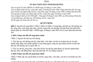 Quyết định 16/2009/QĐ-UBND sửa đổi quy chế đào tạo bồi dưỡng CBCNVC nhà nước CB CC xã phường thị trấn tỉnh Hải Dương