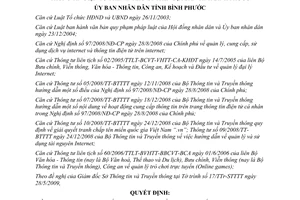 Quyết định 17/2009/QĐ-UBND dịch vụ Internet và thông tin điện tử trên internet