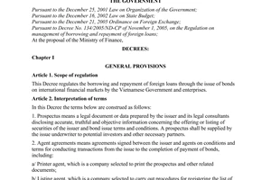 Decree No. 53/2009/ND-CP of June 4, 2009, on issue of international bonds