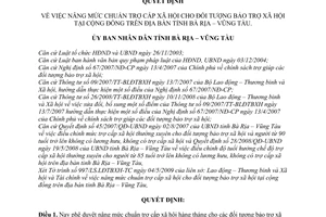 Quyết định 40/2009/QĐ-UBND nâng mức chuẩn trợ cấp xã hội đối tượng bảo trợ