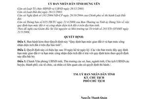 Quyết định 15/2009/QĐ-UBND hạn mức giao đất ở công nhận diện tích đất ở