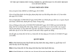 Quyết định 14/2009/QĐ-UBND tổ chức bộ máy của Sở Xây dựng tỉnh Hà Tĩnh