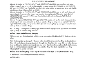 Thông tư 18/2009/TT-BLĐTBXH tiêu chuẩn nghiệp vụ ngạch viên chức kiểm định kỹ thuật an toàn lao động