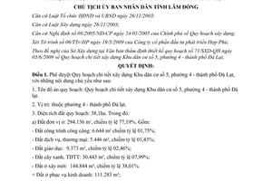 Quyết định số 1295/QĐ-UBND 2009 Khu nhà ở cao cấp dịch vụ du lịch Paradise Garden Lâm Đồng