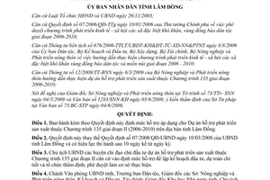 Quyết định 21/2009/QĐ-UBND hỗ trợ phát triển sản xuất thuộc Chương trình 135