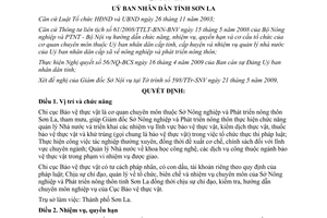 Quyết định 21/2009/QĐ-UBND nhiệm vụ quyền hạn Chi cục Bảo vệ thực vật Sơn La