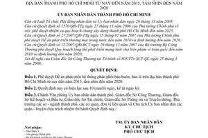 Quyết định 41/2009/QĐ-UBND phê duyệt Đề án phát triển hệ thống phân phối bán buôn bán lẻ địa bàn thành phố Hồ Chí Minh từ nay đến 2015 tầm nhìn 2020