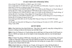 Quyết định 11/2009/QĐ-UBND quản lý, cung cấp, sử dụng dịch vụ Internet