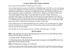 Quyết định 48/2009/QĐ-UBND thu nộp điều tiết quản lý sử dụng Lệ phí Lâm Đồng