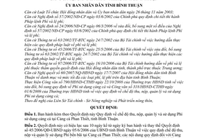 Quyết định 32/2009/QĐ-UBND quy định chế độ thu, nộp, quản lý sử dụng phí sử dụng cảng cá Phan Thiết Bình Thuận