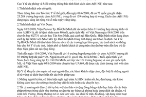 Thông báo 972/TB-DPMT tình hình dịch cúm A H1N1