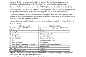 Circular No. 33/2009/TT-BNNPTNT on adding new species to the list of protected