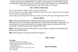 Quyết định 803/QĐ-TTg phê duyệt Hiệp định Chính phủ Việt Nam Tiểu Vương quốc Ả-Rập thống nhất tránh đánh thuế hai lần ngăn ngừa trốn lậu thuế