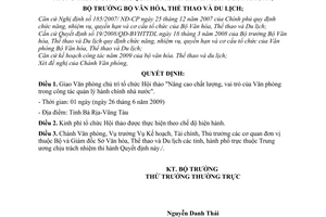 Quyết định 2127/QĐ-BVHTTDL tổ chức hội thảo nâng cao chất lượng vai trò Văn phòng công tác quản lý hành chính nhà nước năm 2009