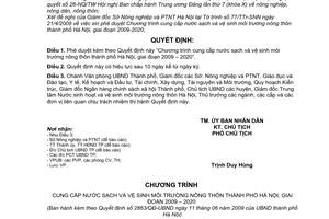 Quyết định 2863/QĐ-UBND phê duyệt kèm Quyết định chương trình cung cấp nước sạch vệ sinh môi trường nông thôn thành phố Hà Nội