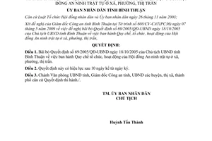 Quyết định 34/2009/QĐ-UBND bãi bỏ tổ chức hoạt động hội đồng an ninh trật tự Bình Thuận