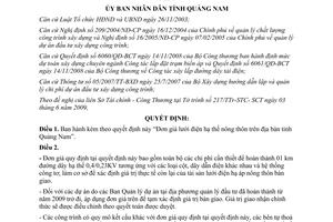 Quyết định 17/2009/QÐ-UBND đơn giá lưới điện hạ thế nông thôn Quảng Nam
