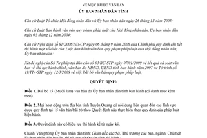 Quyết định số 198/QĐ-UBND 2009 bãi bỏ văn bản Tuyên Quang
