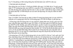 Thông báo 982/TB-DPMT tình hình dịch cúm A H1N1