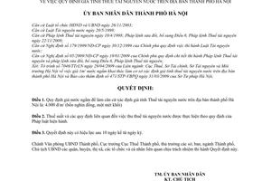 Quyết định 78/2009/QĐ-UBND quy định giá tính thuế tài nguyên nước địa bàn thành phố Hà Nội
