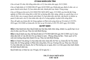Quyết định 38/2009/QĐ-UBND chức năng nhiệm vụ quyền hạn Chi cục Thủy lợi Bình Dương