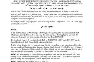 Quyết định 1596/QĐ-UBND 2009 bãi bỏ hỗ trợ nông dân mua máy móc thiết bị 2003-2005 Bình Thuận