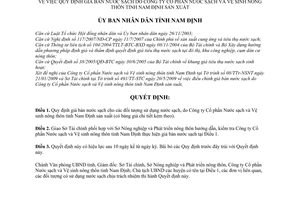 Quyết định 11/2009/QĐ-UBND quy định giá bán nước sạch Công ty cổ phần Nước sạch Vệ sinh nông thôn Nam Định sản xuất
